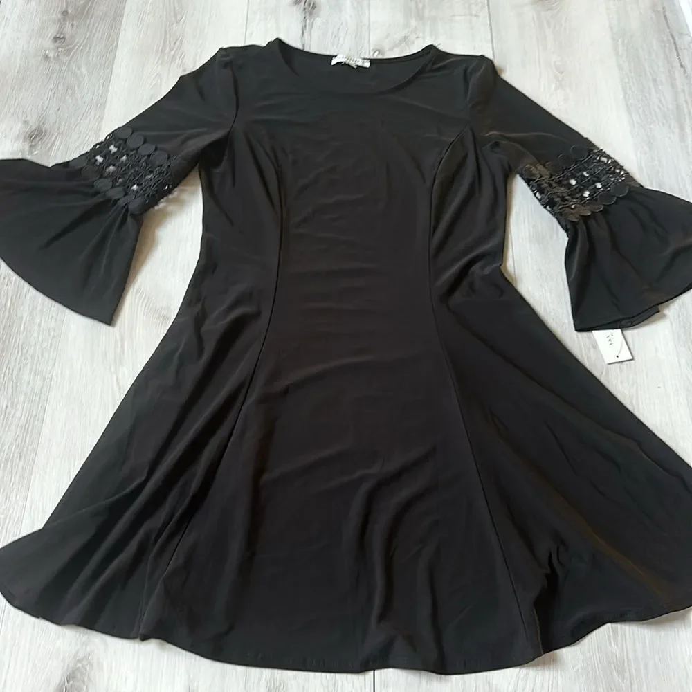 TASH+SOPHIE Lace‎ Trim Mini A Line Dress black size M NWT